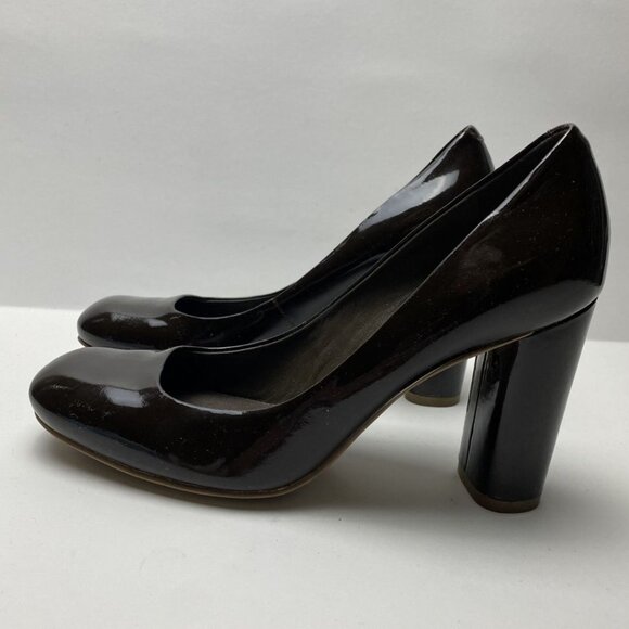 ECCO Brown Patent Leather Block Heel Pumps Size 39 - Picture 3 of 6
